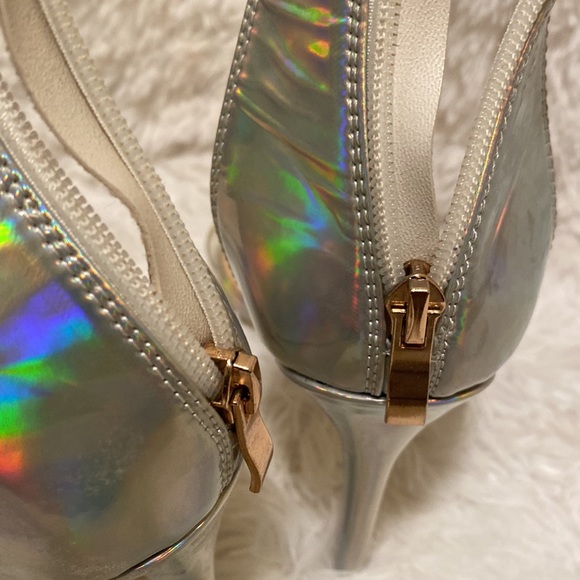 OnlyMaker iridescent silver open toe heels size 41 - Picture 8 of 14